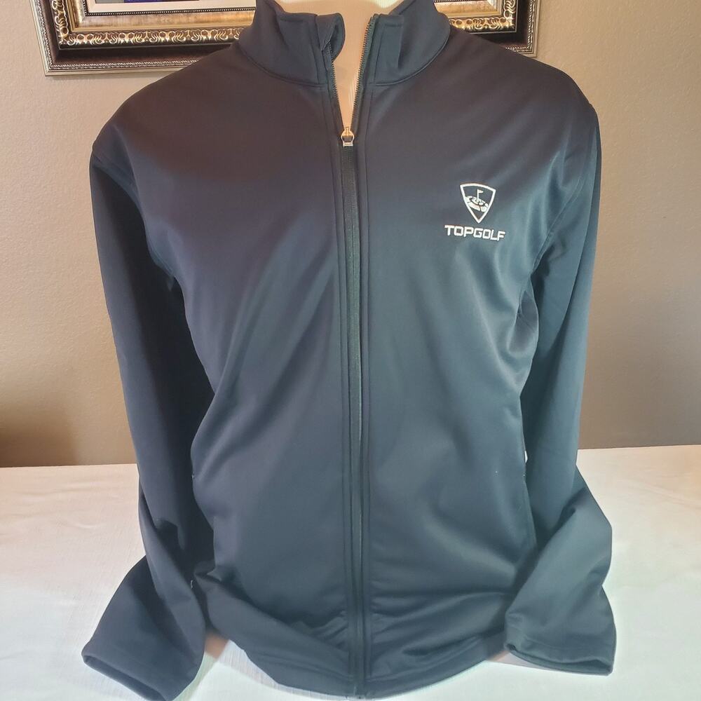 Topgolf Mens Full Zip Jacket XL Black Fleece Lined Performance Golf Activewear